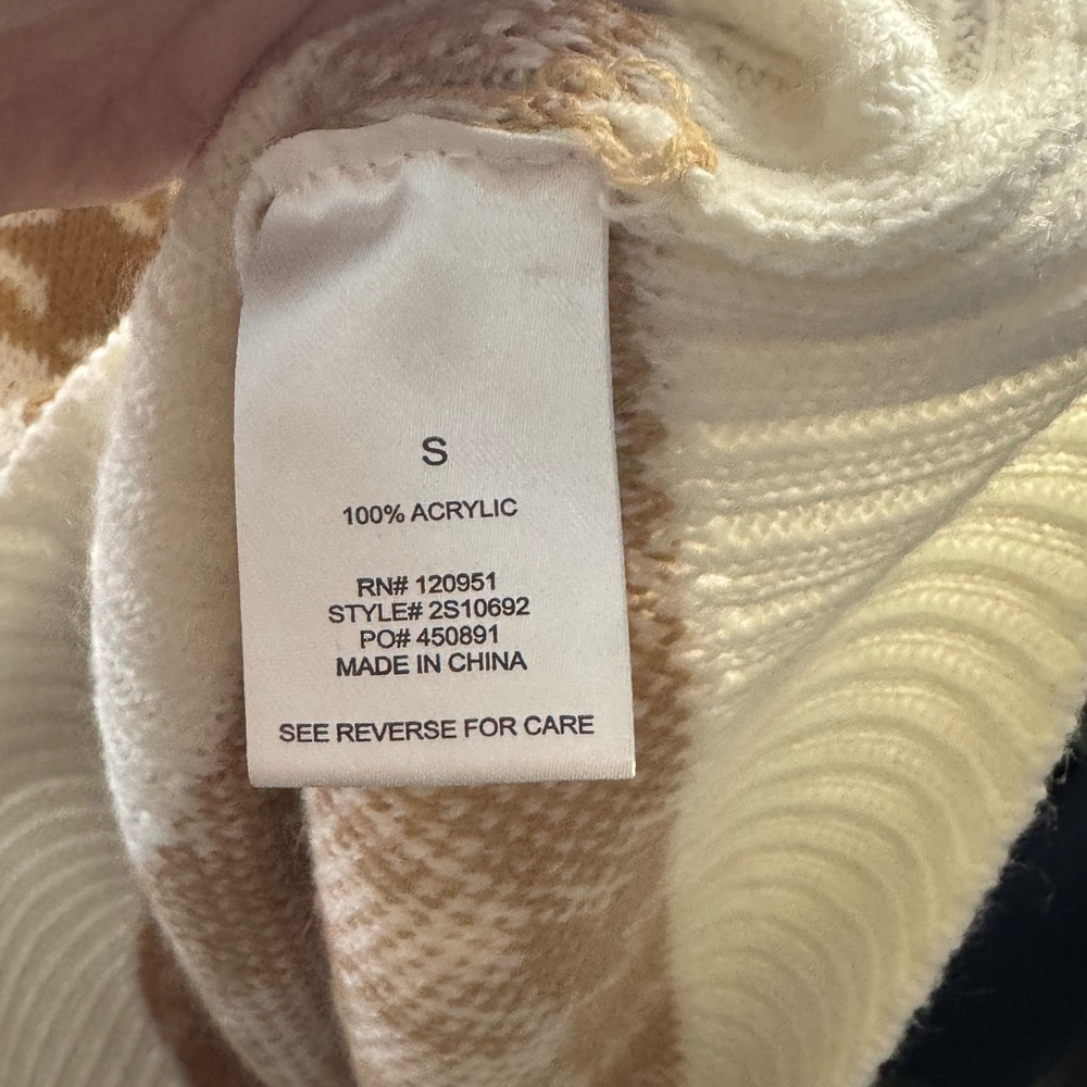 Pink Rose V-Neck Houndstooth Sweater Vest - Cream and Brown - Picture 6 of 6